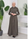 Hooded-Belted Hijab Topcoat 1204 with front zipper - dark khaki