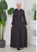 Hooded-Belted Hijab Topcoat 1204 with front zipper Siyah