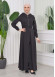 Hooded-Belted Hijab Topcoat 1204 with front zipper Siyah