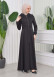 Hooded-Belted Hijab Topcoat 1204 with front zipper Siyah