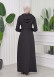 Hooded-Belted Hijab Topcoat 1204 with front zipper Siyah