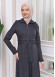 Hooded-Belted Hijab Topcoat 1212 with front zipper Koyu Antrasit