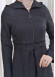 Hooded-Belted Hijab Topcoat 1212 with front zipper Koyu Antrasit