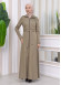 Hooded-Belted Hijab Topcoat 1212 with front zipper Yeşil mint