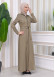 Hooded-Belted Hijab Topcoat 1212 with front zipper Yeşil mint