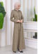 Hooded-Belted Hijab Topcoat 1212 with front zipper Yeşil mint