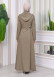Hooded-Belted Hijab Topcoat 1212 with front zipper Yeşil mint