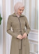 Hooded-Belted Hijab Topcoat 1212 with front zipper Yeşil mint