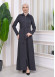 Hooded-Belted Hijab Topcoat 1212 with front zipper Koyu Antrasit