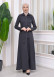 Hooded-Belted Hijab Topcoat 1212 with front zipper Koyu Antrasit
