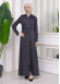 Hooded-Belted Hijab Topcoat 1212 with front zipper Koyu Antrasit