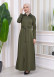 Hooded-Belted Hijab Topcoat 1212 with front zipper Haki
