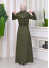 Hooded-Belted Hijab Topcoat 1212 with front zipper Haki