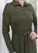 Hooded-Belted Hijab Topcoat 1212 with front zipper Haki