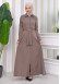 Hooded-Belted Hijab Topcoat 1212 with front zipper Bej