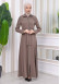 Hooded-Belted Hijab Topcoat 1212 with front zipper Bej