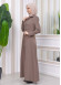 Hooded-Belted Hijab Topcoat 1212 with front zipper Bej