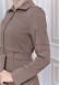 Hooded-Belted Hijab Topcoat 1212 with front zipper Bej