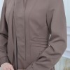 مانطو حجاب ياقة ملكية مع حزام 1213 Bej