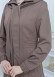 Hooded-Belted Hijab Topcoat 1213 with front zipper Bej