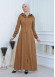 Hooded-Belted Hijab Topcoat 1213 with front zipper taba
