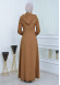 Hooded-Belted Hijab Topcoat 1213 with front zipper taba