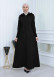 Hooded-Belted Hijab Topcoat 1213 with front zipper - black