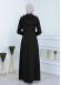 Hooded-Belted Hijab Topcoat 1213 with front zipper - black