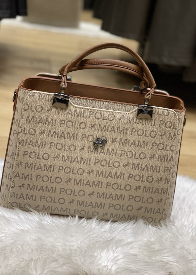 حقيبة يد وذراع نسائية من الجلد متوسطة الحجم بسحاب 919/2 Bej