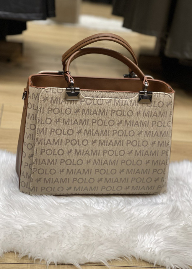 حقيبة يد وذراع نسائية من الجلد متوسطة الحجم بسحاب 919/2 Bej