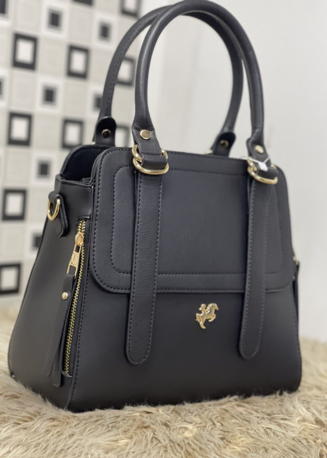 MEDIUM SIZE ZIPPERED WOMEN'S HAND AND ARM LEATHER BAG 959 Siyah