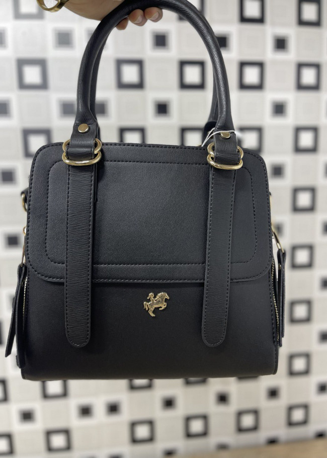 MEDIUM SIZE ZIPPERED WOMEN'S HAND AND ARM LEATHER BAG 959 Siyah