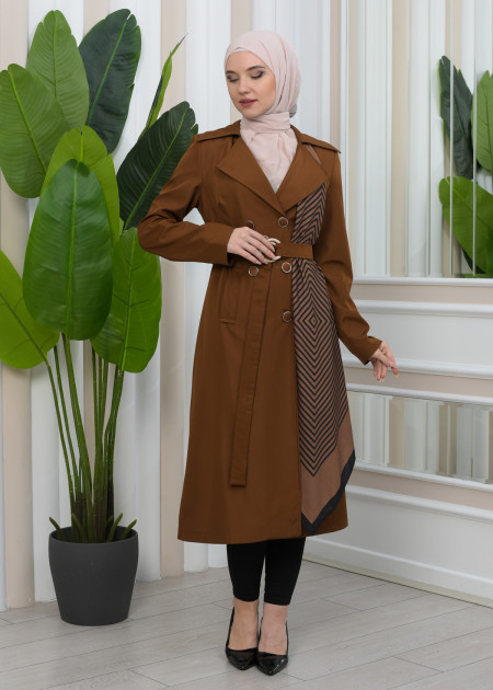 SHAWL COLLAR BELT WOMEN'S PARACHUTE TRENCH COAT 1347