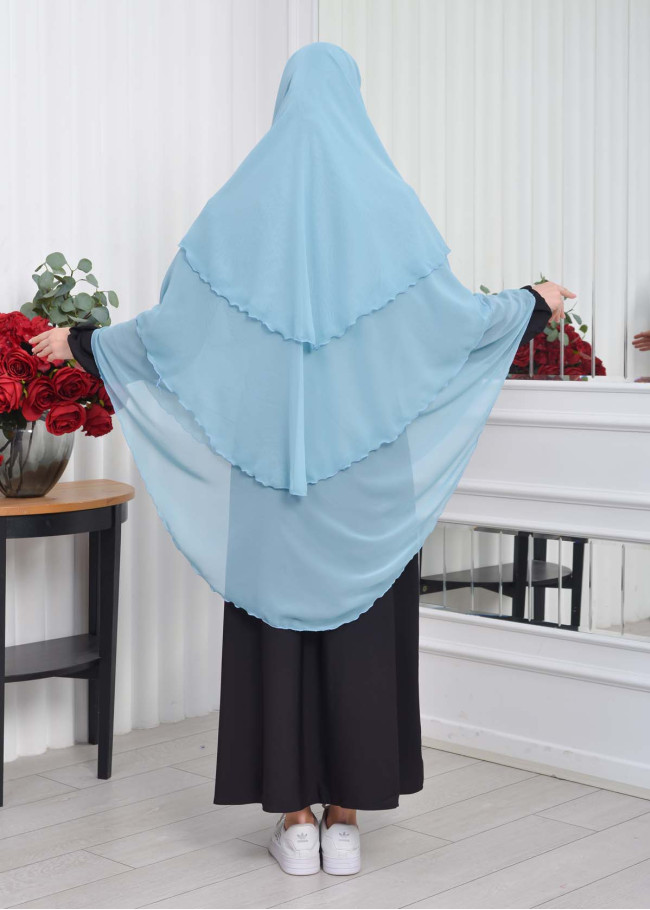 Chiffon Hijab Ready Made Veiled Practical Scarf 3 Layer - Cover Souffle 827 mint