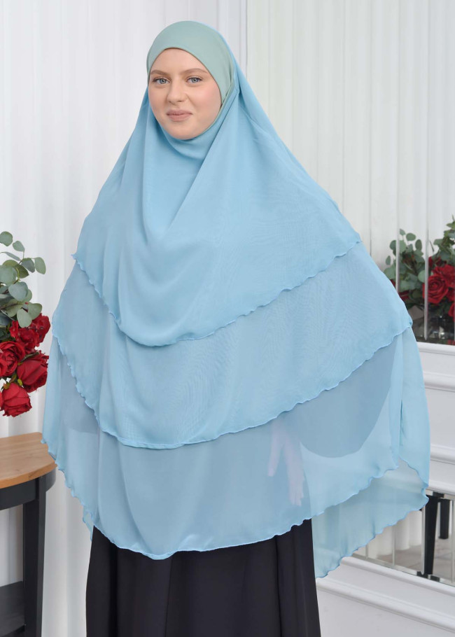 Chiffon Hijab Ready Made Veiled Practical Scarf 3 Layer - Cover Souffle 827 mint