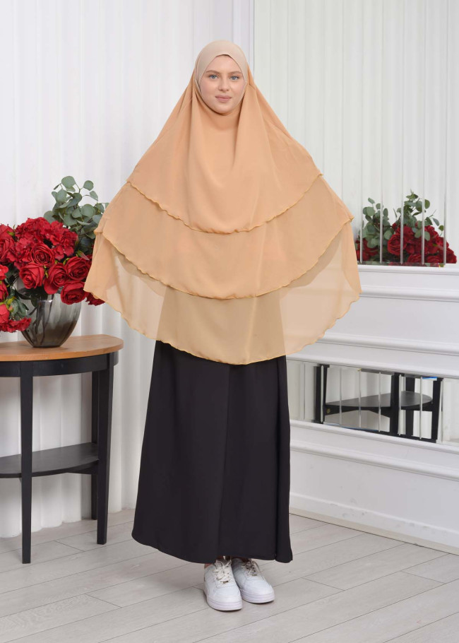 Chiffon Hijab Ready Made Veiled Practical Scarf 3 Layer - Cover Souffle 827 somon