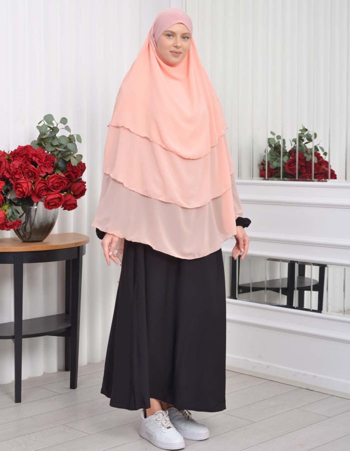 Chiffon Hijab Ready Made Veiled Practical Scarf 3 Layer - Cover Souffle 827 - powder pink/ dusty pink