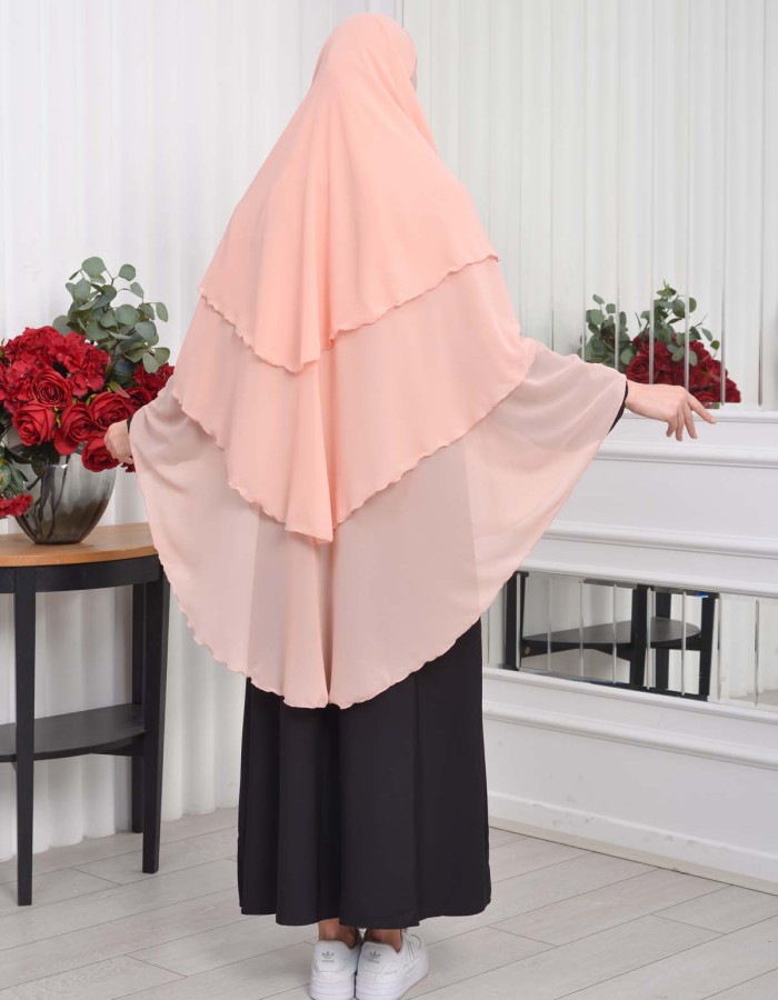 Chiffon Hijab Ready Made Veiled Practical Scarf 3 Layer - Cover Souffle 827 - powder pink/ dusty pink