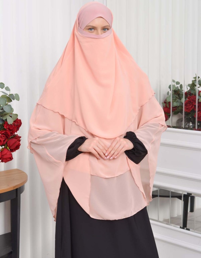 Chiffon Hijab Ready Made Veiled Practical Scarf 3 Layer - Cover Souffle 827 - powder pink/ dusty pink