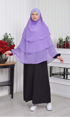 حجاب  شيفون 3 طبقات - درع 827 - ليلك
