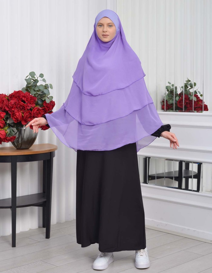 حجاب  شيفون 3 طبقات - درع 827 Lila