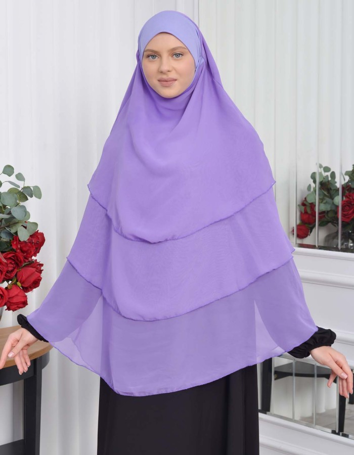 حجاب  شيفون 3 طبقات - درع 827 Lila