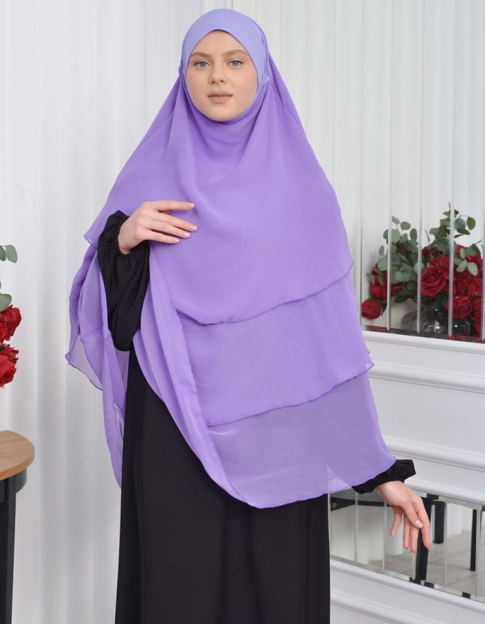 حجاب  شيفون 3 طبقات - درع 827 Lila