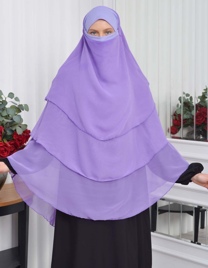 حجاب  شيفون 3 طبقات - درع 827 Lila