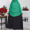 Chiffon Hijab Ready Made Veiled Practical Scarf 3 Layer - Cover Souffle 827 Yeşil
