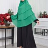 Chiffon Hijab Ready Made Veiled Practical Scarf 3 Layer - Cover Souffle 827 Yeşil