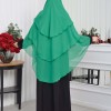 Chiffon Hijab Ready Made Veiled Practical Scarf 3 Layer - Cover Souffle 827 Yeşil