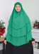 Şifon Şal Hazır Peçeli Pratik Eşarp Tesettür Hijab 3 Katman - Örtüsü Sufle 827 Yeşil