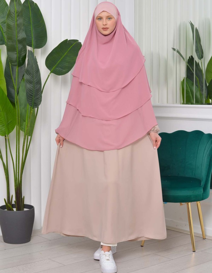حجاب  شيفون 3 طبقات - درع 827 Pembe