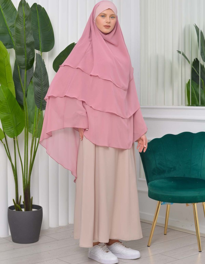 حجاب  شيفون 3 طبقات - درع 827 Pembe